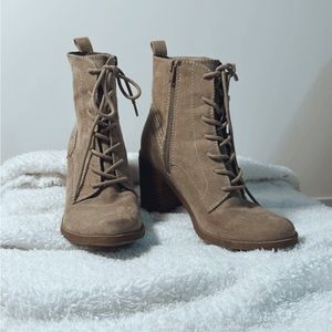 Suede Combat Heel Boots